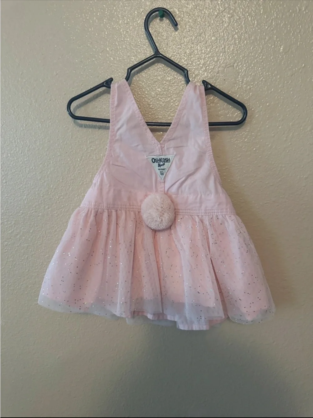 Carter's Light Pink Tulle Overall Dress with Cat Face Pocket